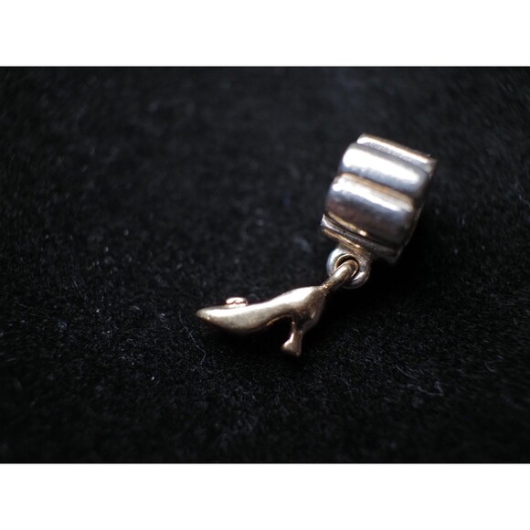 PANDORA Sterling Silver 14K Gold Stiletto Shoe Dangle Charm Bead #790349 RETIRED - Picture 1 of 2